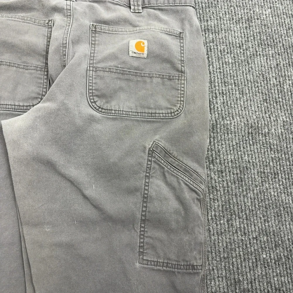 Carhartt Carpenter Pants Mens 34x32 Gray Canvas Relaxed Fit Utility Workwear